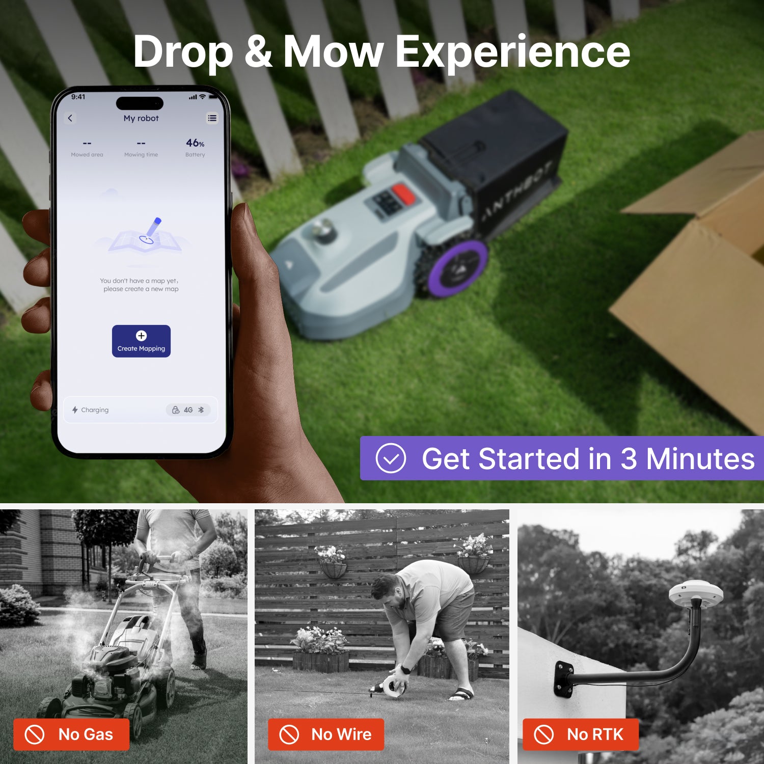 Intelligent mowing schedule for the ANTHBOT N8 LiDAR robot mower with multi-zone planning and app control,scene