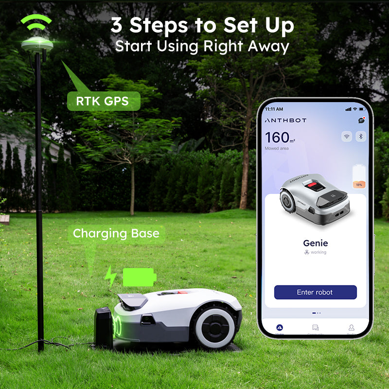 Pre-order | ANTHBOT Genie 3000: AI Robot Lawn Mower No Wire